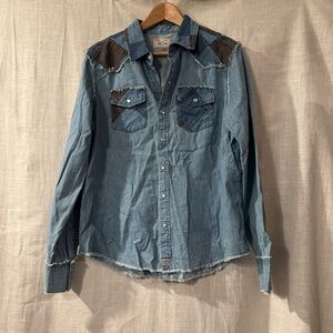 Kimes Ranch Blue and Brown Denim Shirt